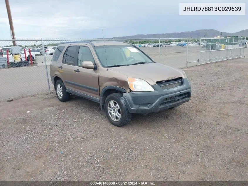 2003 Honda Cr-V Ex VIN: JHLRD78813C029639 Lot: 40148030