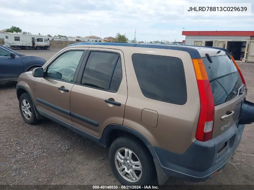 2003 Honda Cr-V Ex VIN: JHLRD78813C029639 Lot: 40148030