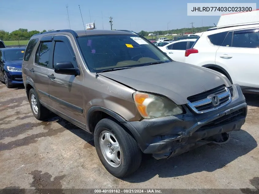 2003 Honda Cr-V Lx VIN: JHLRD77403C023300 Lot: 40159162