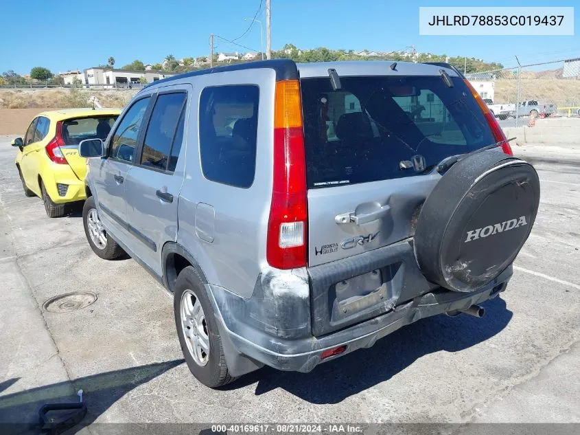 2003 Honda Cr-V Ex VIN: JHLRD78853C019437 Lot: 40169617