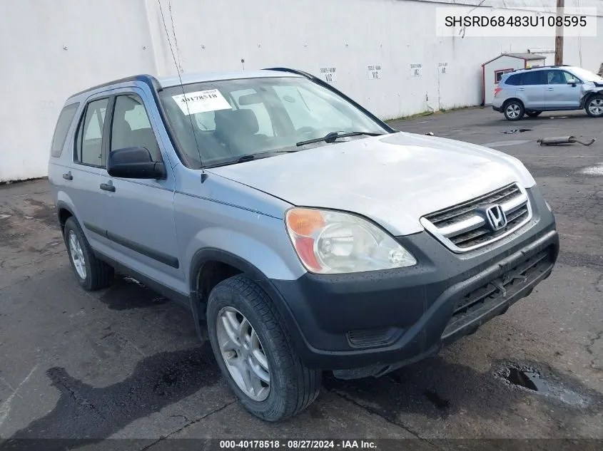 2003 Honda Cr-V Lx VIN: SHSRD68483U108595 Lot: 40178518