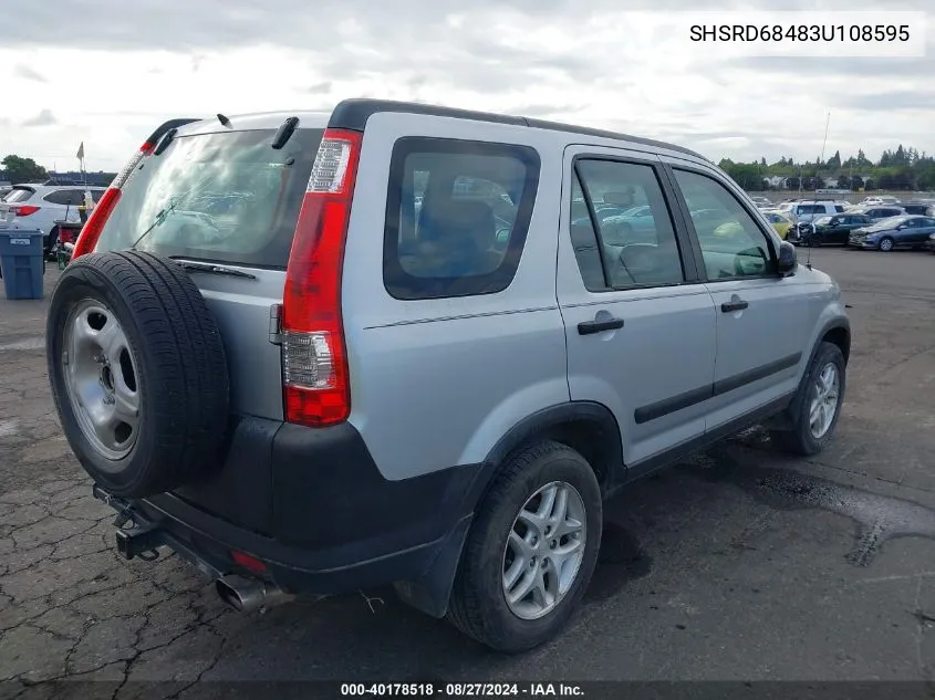 2003 Honda Cr-V Lx VIN: SHSRD68483U108595 Lot: 40178518