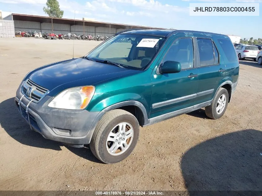 2003 Honda Cr-V Ex VIN: JHLRD78803C000455 Lot: 40178976