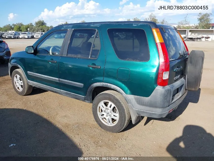 2003 Honda Cr-V Ex VIN: JHLRD78803C000455 Lot: 40178976