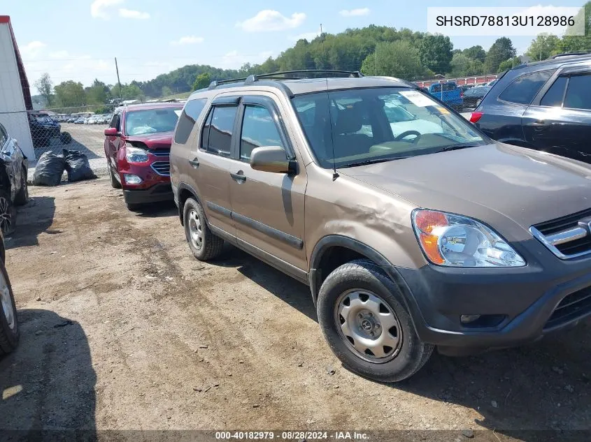 2003 Honda Cr-V Ex VIN: SHSRD78813U128986 Lot: 40182979