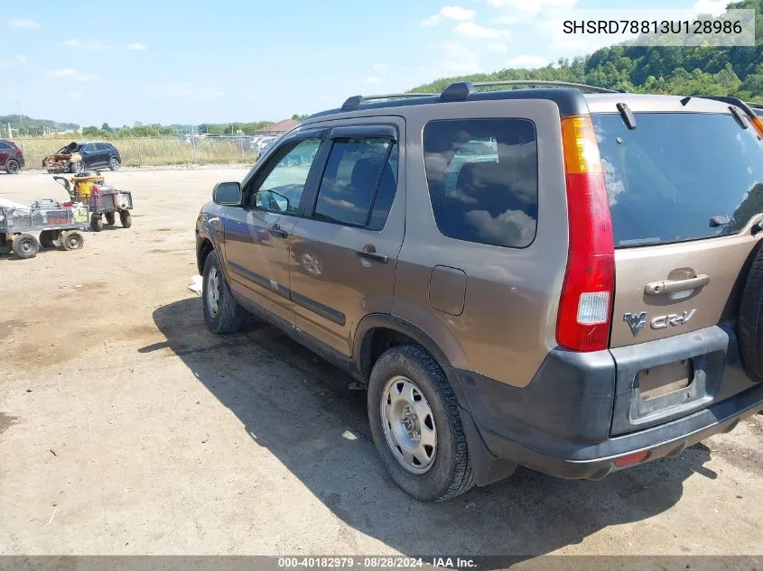 2003 Honda Cr-V Ex VIN: SHSRD78813U128986 Lot: 40182979