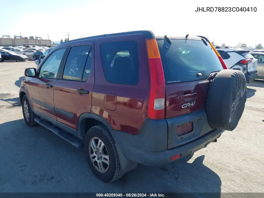 2003 Honda Cr-V Ex VIN: JHLRD78823C040410 Lot: 40209340