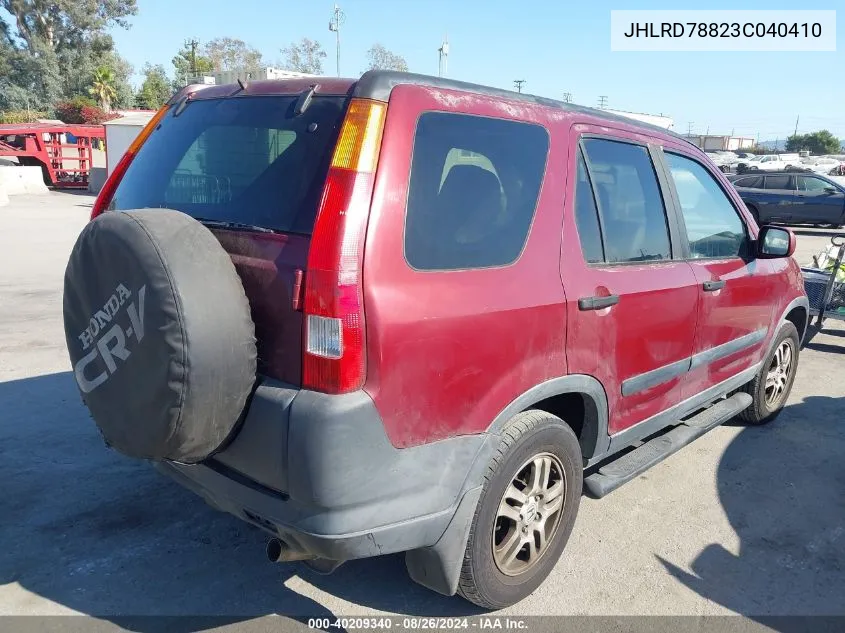 2003 Honda Cr-V Ex VIN: JHLRD78823C040410 Lot: 40209340