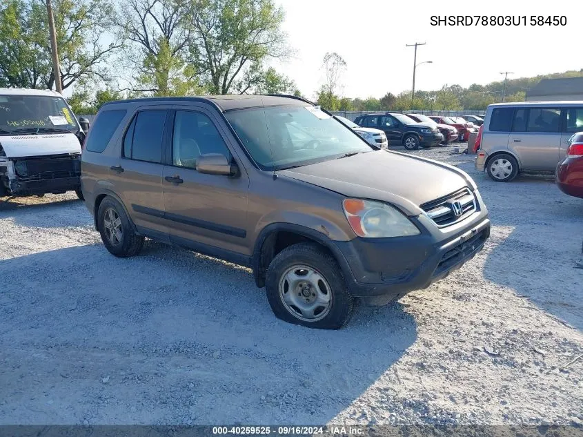 2003 Honda Cr-V Ex VIN: SHSRD78803U158450 Lot: 40259525