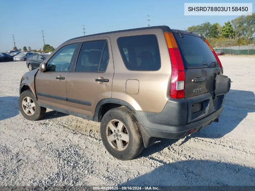 2003 Honda Cr-V Ex VIN: SHSRD78803U158450 Lot: 40259525