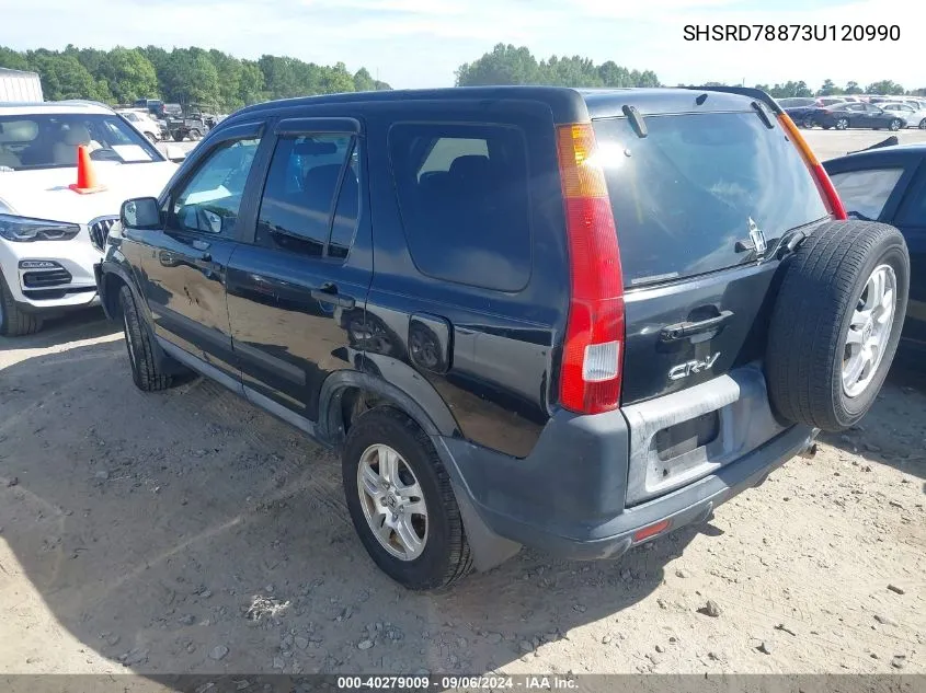 2003 Honda Cr-V Ex VIN: SHSRD78873U120990 Lot: 40279009