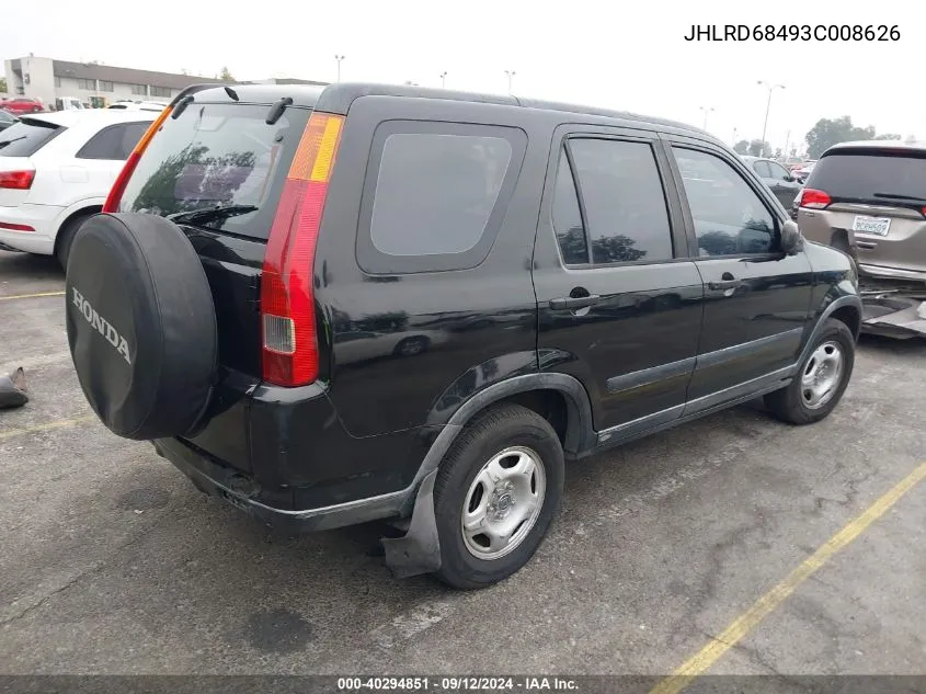 2003 Honda Cr-V Lx VIN: JHLRD68493C008626 Lot: 40294851