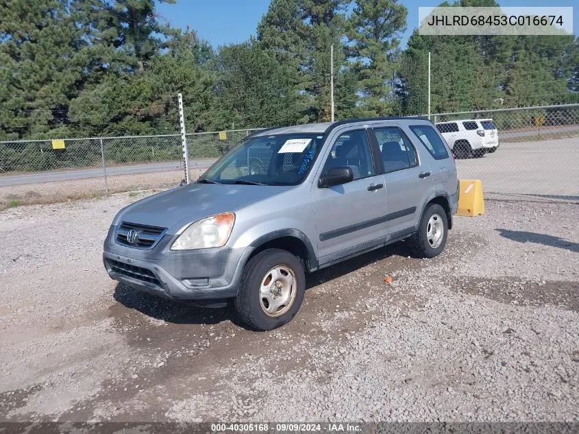 2003 Honda Cr-V Lx VIN: JHLRD68453C016674 Lot: 40305168