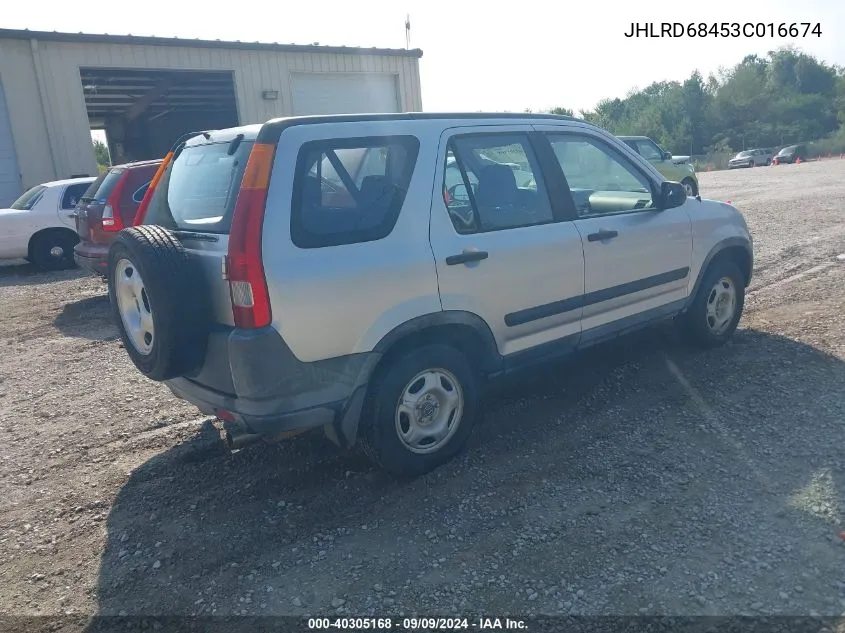 2003 Honda Cr-V Lx VIN: JHLRD68453C016674 Lot: 40305168