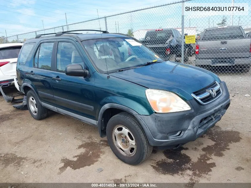 2003 Honda Cr-V Lx VIN: SHSRD68403U107764 Lot: 40314524