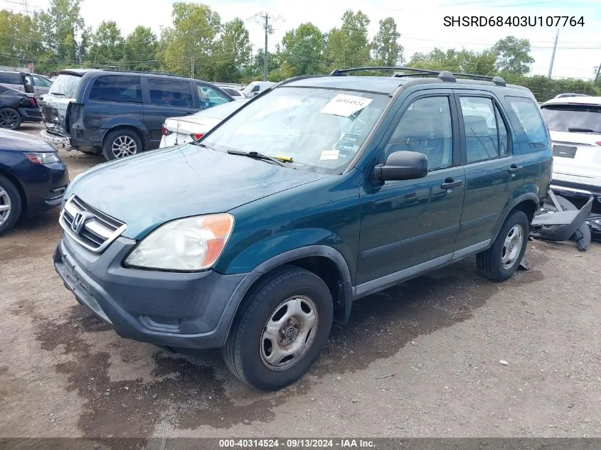 2003 Honda Cr-V Lx VIN: SHSRD68403U107764 Lot: 40314524