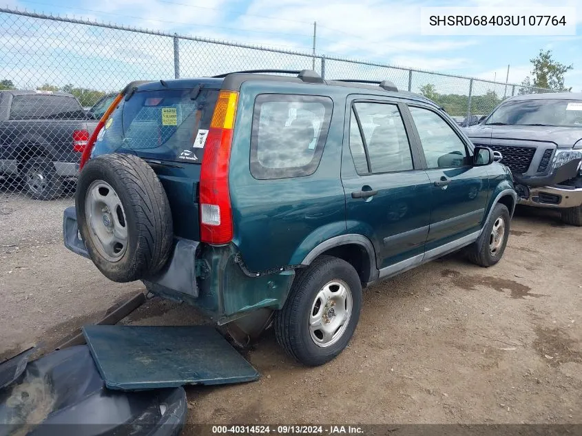 2003 Honda Cr-V Lx VIN: SHSRD68403U107764 Lot: 40314524