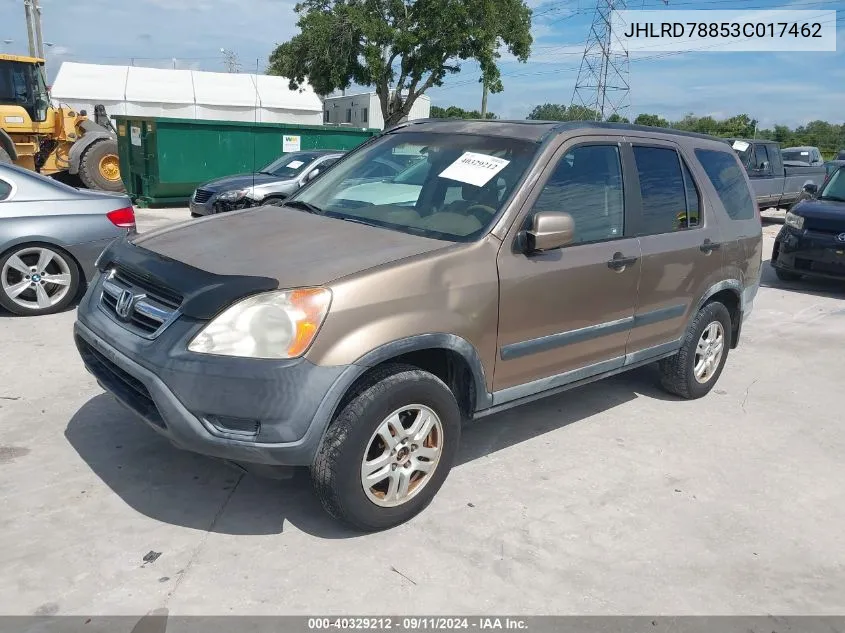 2003 Honda Cr-V Ex VIN: JHLRD78853C017462 Lot: 40329212