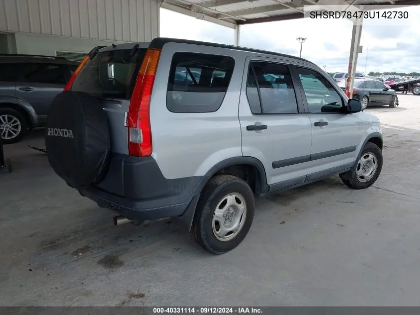 2003 Honda Cr-V Lx VIN: SHSRD78473U142730 Lot: 40331114