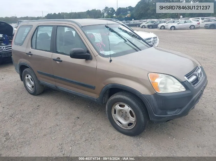 2003 Honda Cr-V Lx VIN: SHSRD78463U121237 Lot: 40374734