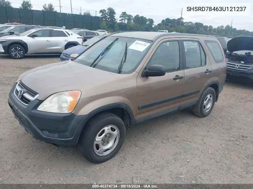 2003 Honda Cr-V Lx VIN: SHSRD78463U121237 Lot: 40374734