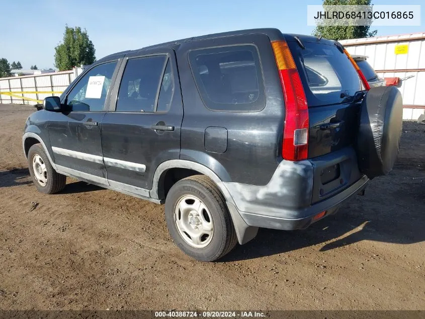 2003 Honda Cr-V Lx VIN: JHLRD68413C016865 Lot: 40388724