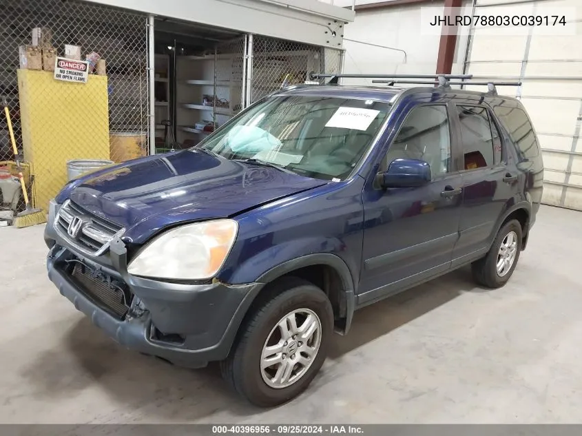 2003 Honda Cr-V Ex VIN: JHLRD78803C039174 Lot: 40396956