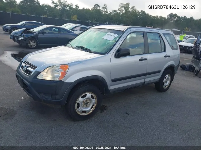 2003 Honda Cr-V Lx VIN: SHSRD78463U126129 Lot: 40409306