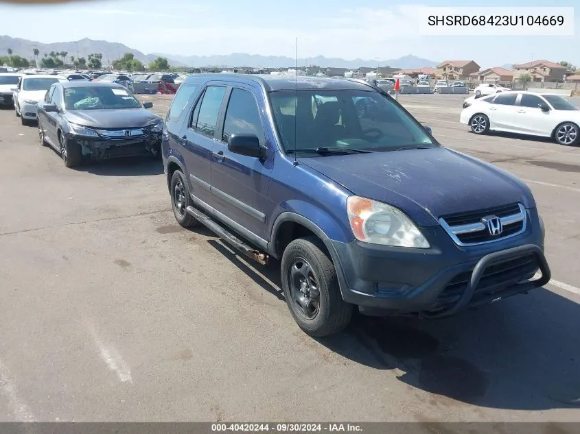 2003 Honda Cr-V Lx VIN: SHSRD68423U104669 Lot: 40420244