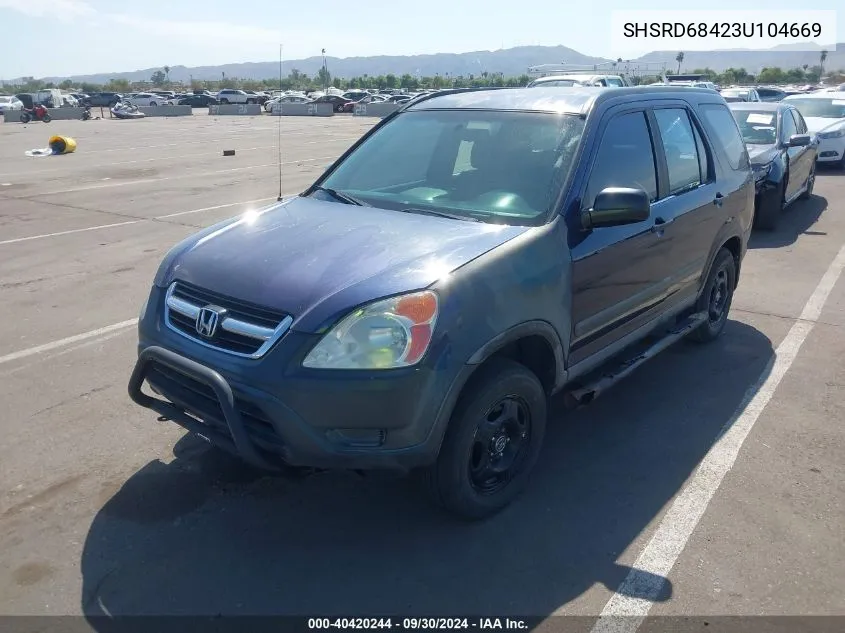 2003 Honda Cr-V Lx VIN: SHSRD68423U104669 Lot: 40420244