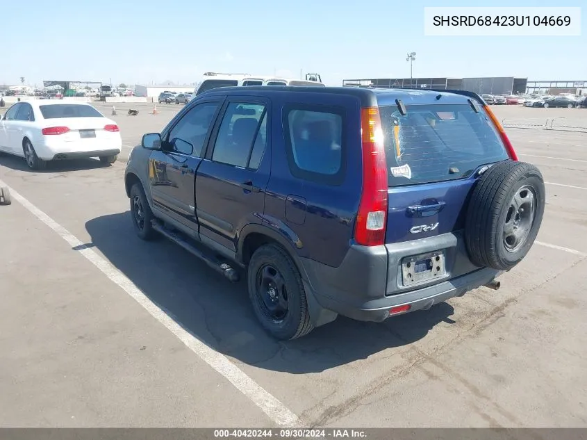 2003 Honda Cr-V Lx VIN: SHSRD68423U104669 Lot: 40420244