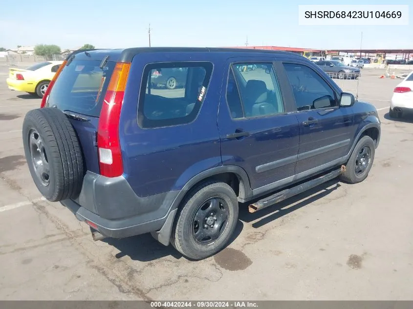 2003 Honda Cr-V Lx VIN: SHSRD68423U104669 Lot: 40420244