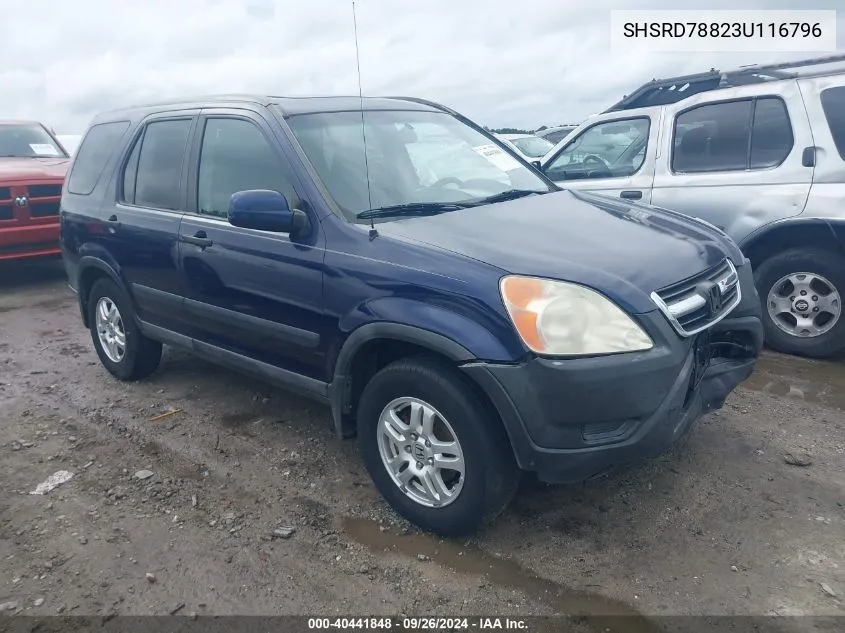 2003 Honda Cr-V Ex VIN: SHSRD78823U116796 Lot: 40441848