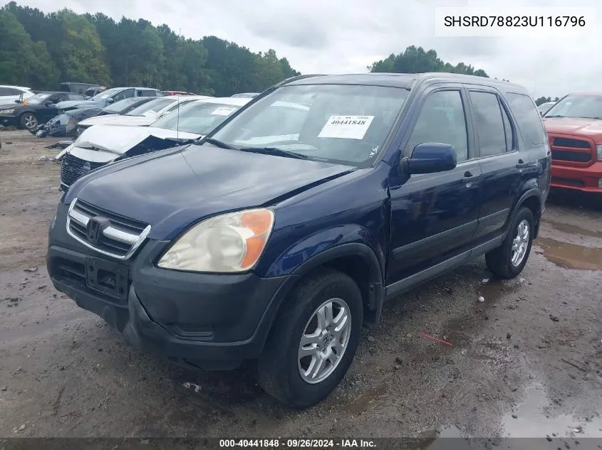 2003 Honda Cr-V Ex VIN: SHSRD78823U116796 Lot: 40441848