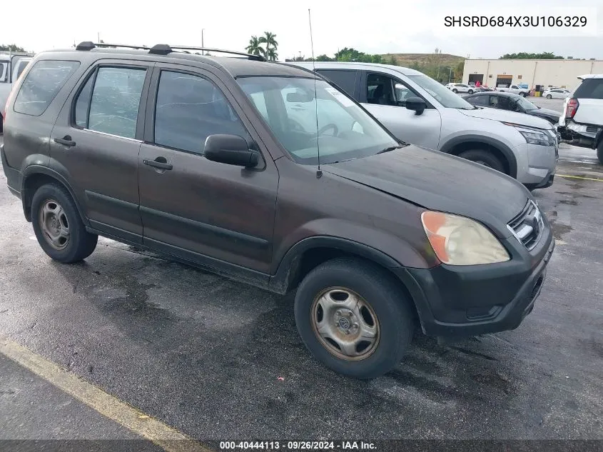 2003 Honda Cr-V Lx VIN: SHSRD684X3U106329 Lot: 40444113