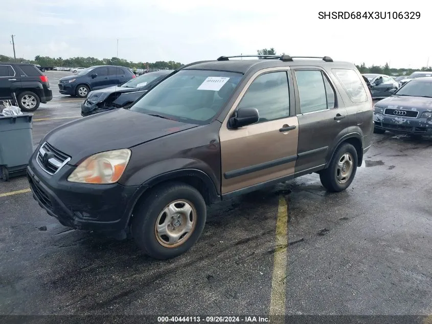 2003 Honda Cr-V Lx VIN: SHSRD684X3U106329 Lot: 40444113