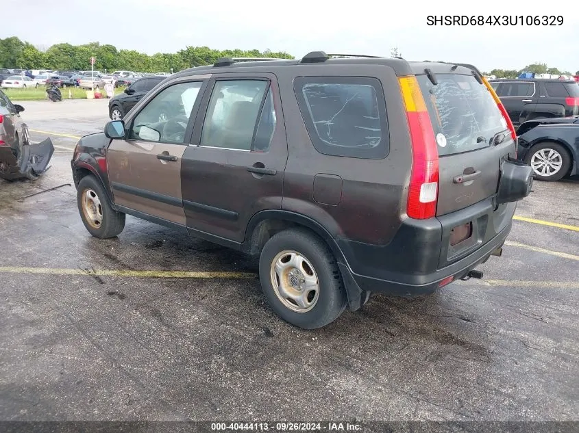 2003 Honda Cr-V Lx VIN: SHSRD684X3U106329 Lot: 40444113