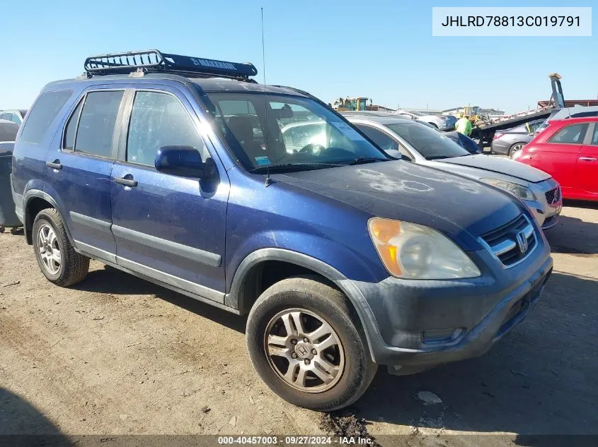 2003 Honda Cr-V Ex VIN: JHLRD78813C019791 Lot: 40457003