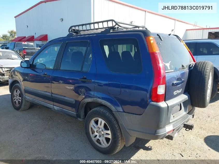 2003 Honda Cr-V Ex VIN: JHLRD78813C019791 Lot: 40457003