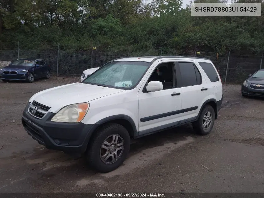 2003 Honda Cr-V Ex VIN: SHSRD78803U154429 Lot: 40462195