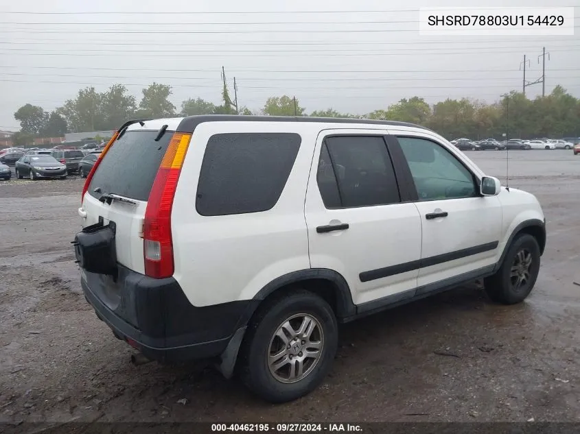 2003 Honda Cr-V Ex VIN: SHSRD78803U154429 Lot: 40462195