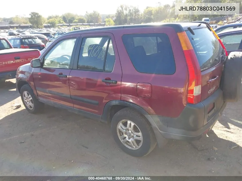 2003 Honda Cr-V Ex VIN: JHLRD78803C041569 Lot: 40468768