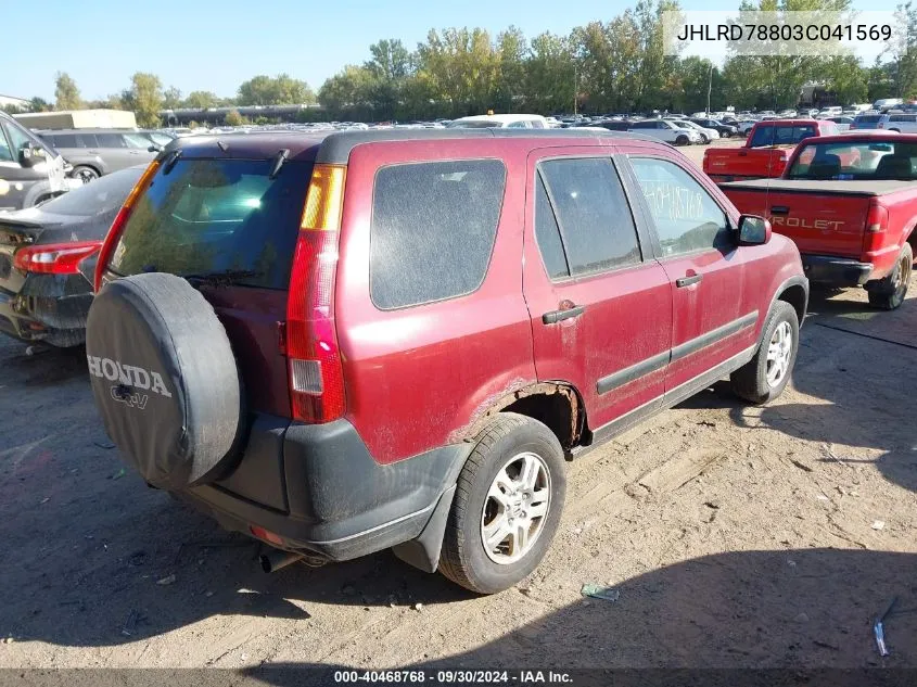 2003 Honda Cr-V Ex VIN: JHLRD78803C041569 Lot: 40468768