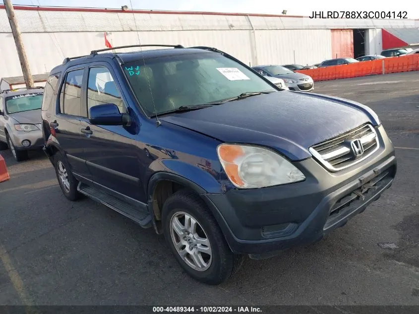 2003 Honda Cr-V Ex VIN: JHLRD788X3C004142 Lot: 40489344