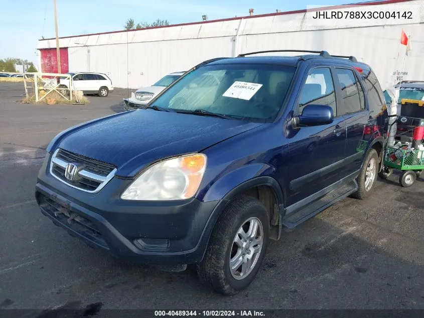 2003 Honda Cr-V Ex VIN: JHLRD788X3C004142 Lot: 40489344