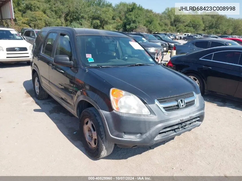 2003 Honda Cr-V Lx VIN: JHLRD68423C008998 Lot: 40529960