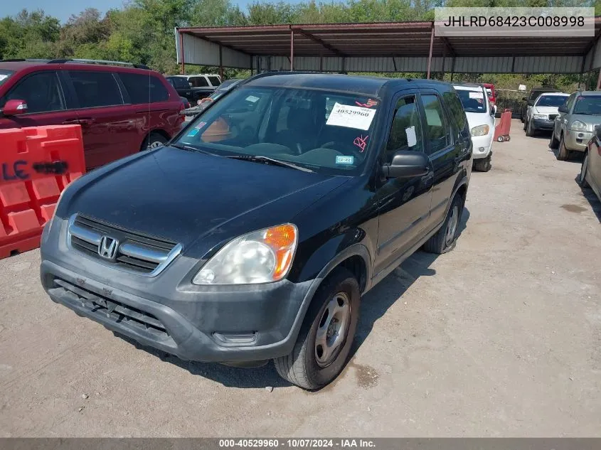 2003 Honda Cr-V Lx VIN: JHLRD68423C008998 Lot: 40529960