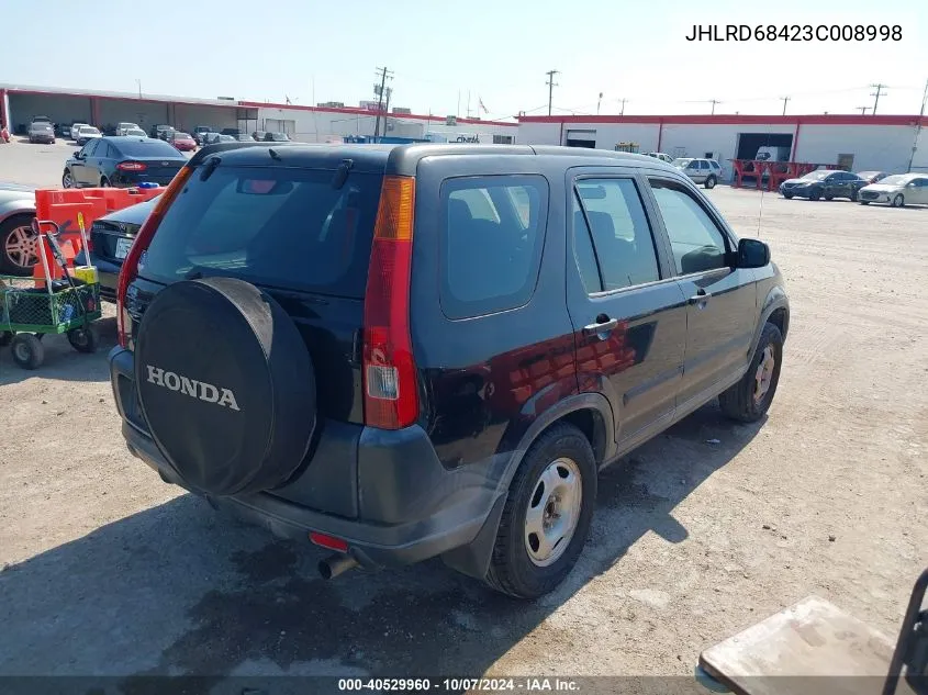 2003 Honda Cr-V Lx VIN: JHLRD68423C008998 Lot: 40529960