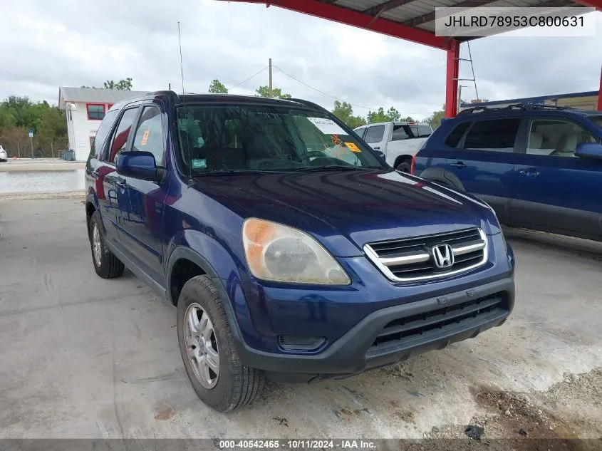 2003 Honda Cr-V Ex VIN: JHLRD78953C800631 Lot: 40542465