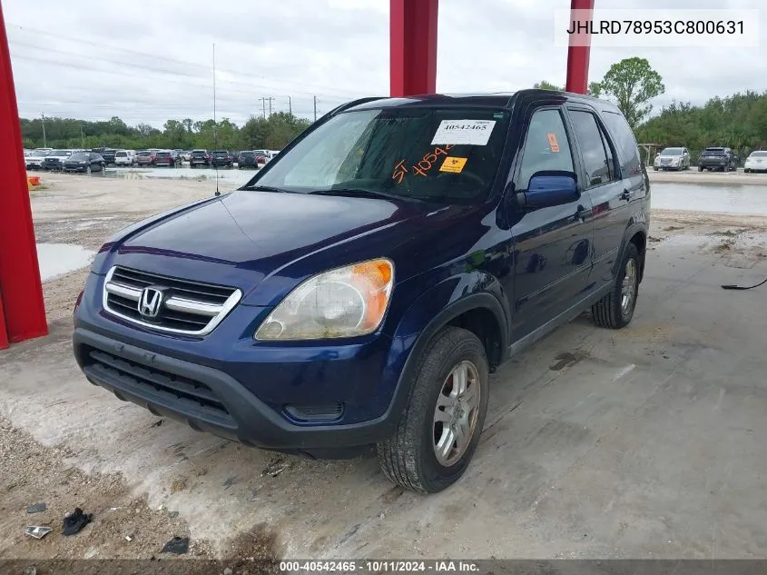 2003 Honda Cr-V Ex VIN: JHLRD78953C800631 Lot: 40542465